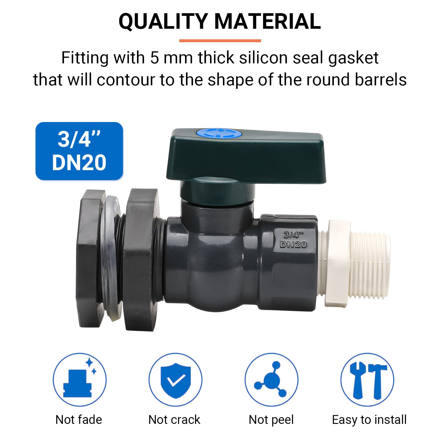 Rain Barrel DN20 (3/4") PVC Ball Valve Kit