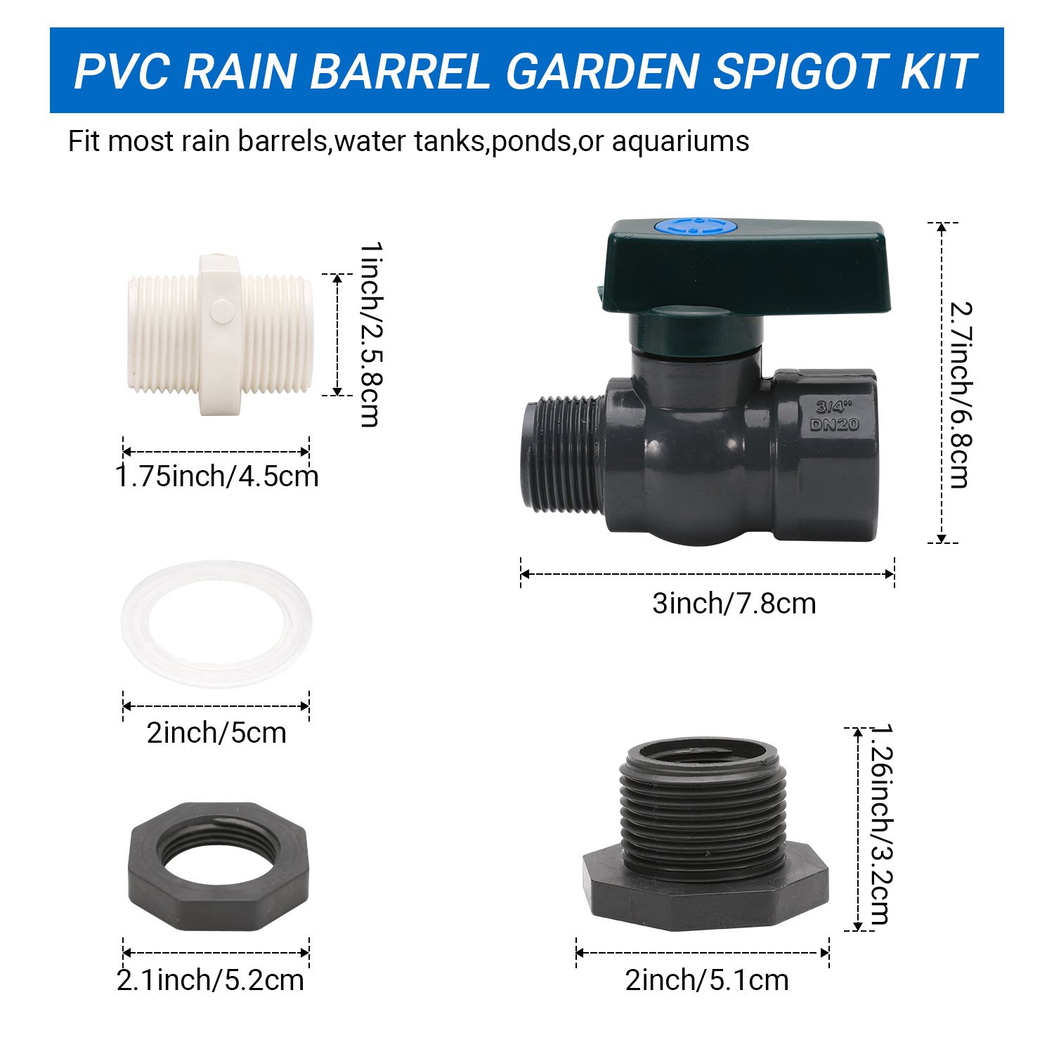 Rain Barrel DN20 (3/4") PVC Ball Valve Kit - Image 4
