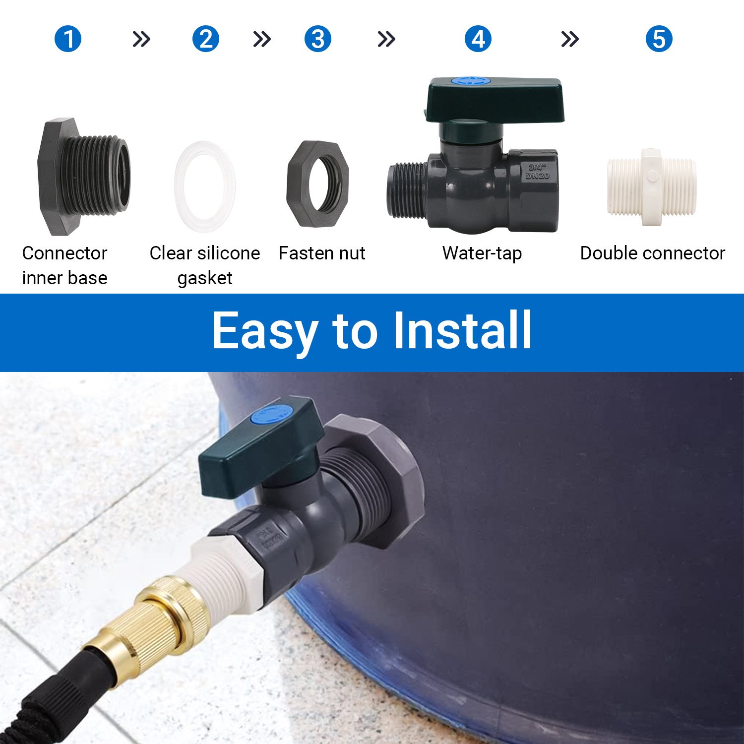 Rain Barrel DN20 (3/4") PVC Ball Valve Kit - Image 5