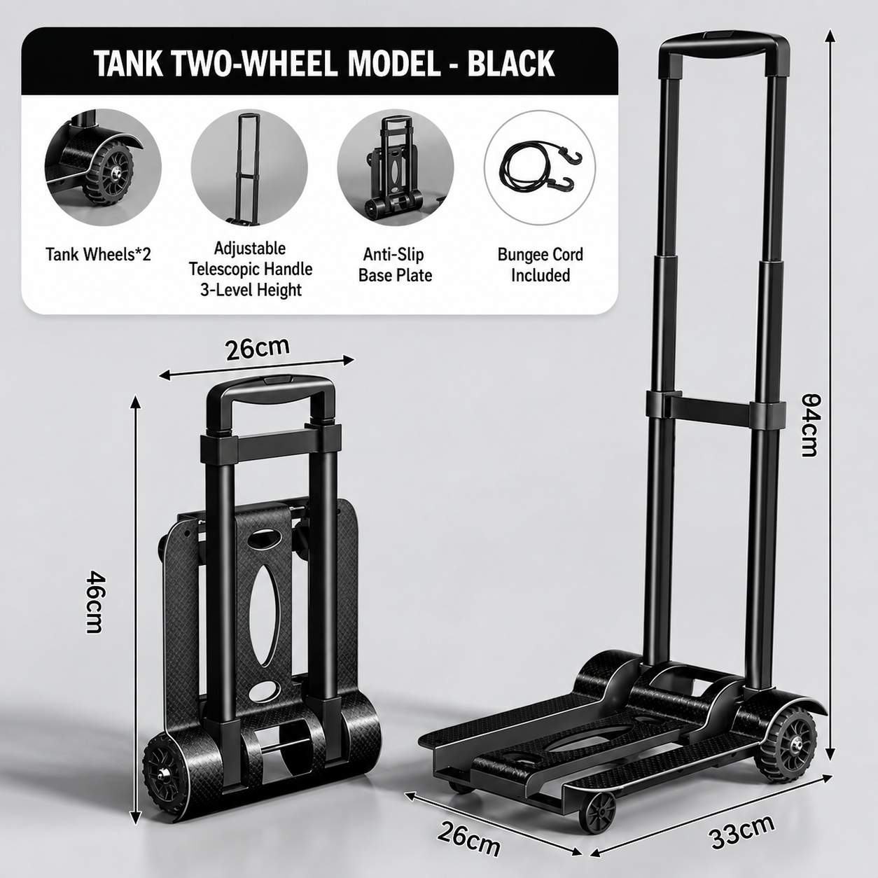 Foldable Two-Wheel Hand Truck with Telescopic Handle - Image 2